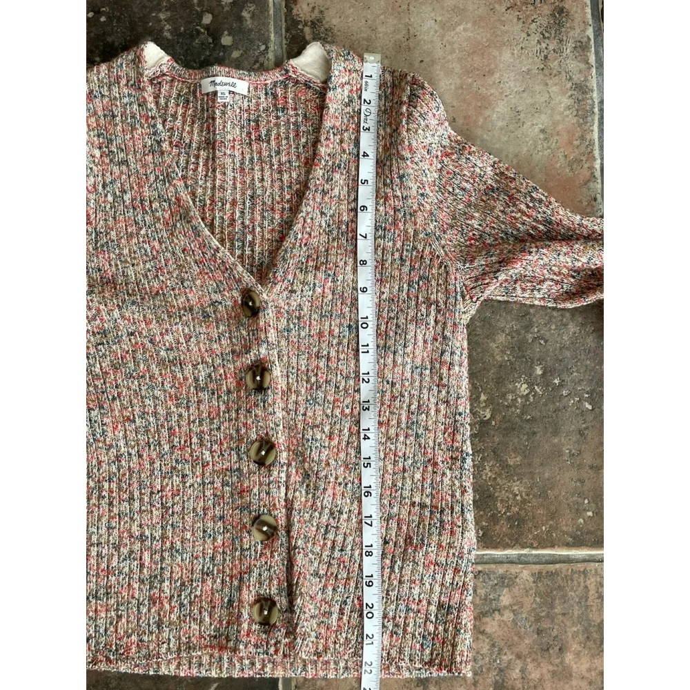 Madewell Marled Shrunken Ribbed Cardigan Sweater Size XL